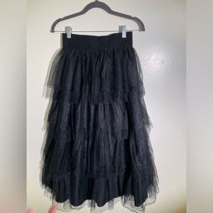 Black long veil skirt